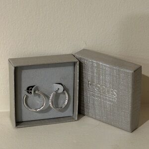 Peoples Silver CZ lined Hoop Earrings